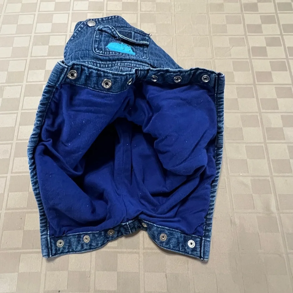Oshkosh Bgosh Blue Denim Bib Overalls Snaps Lined 0 /3 Months Animals VTG Unisex